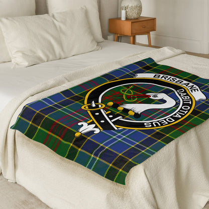 Scottish Clan Brisbane Crest Tartan Throw Blanket - Living Stone Gifts