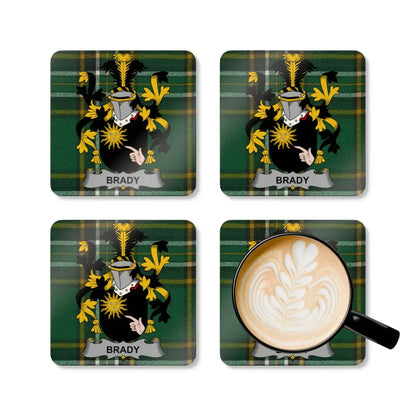Personalized Coat of Arms Green Plaid Coaster Set product type