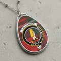 Callander clan Scottish tartan necklace with clan crest on tartan background