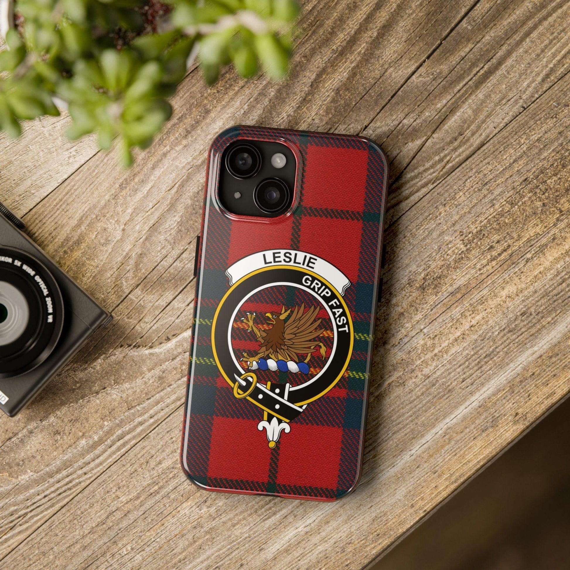 Leslie Clan Crest Scottish Tartan cell phone case - Celtic Ancestry Gifts