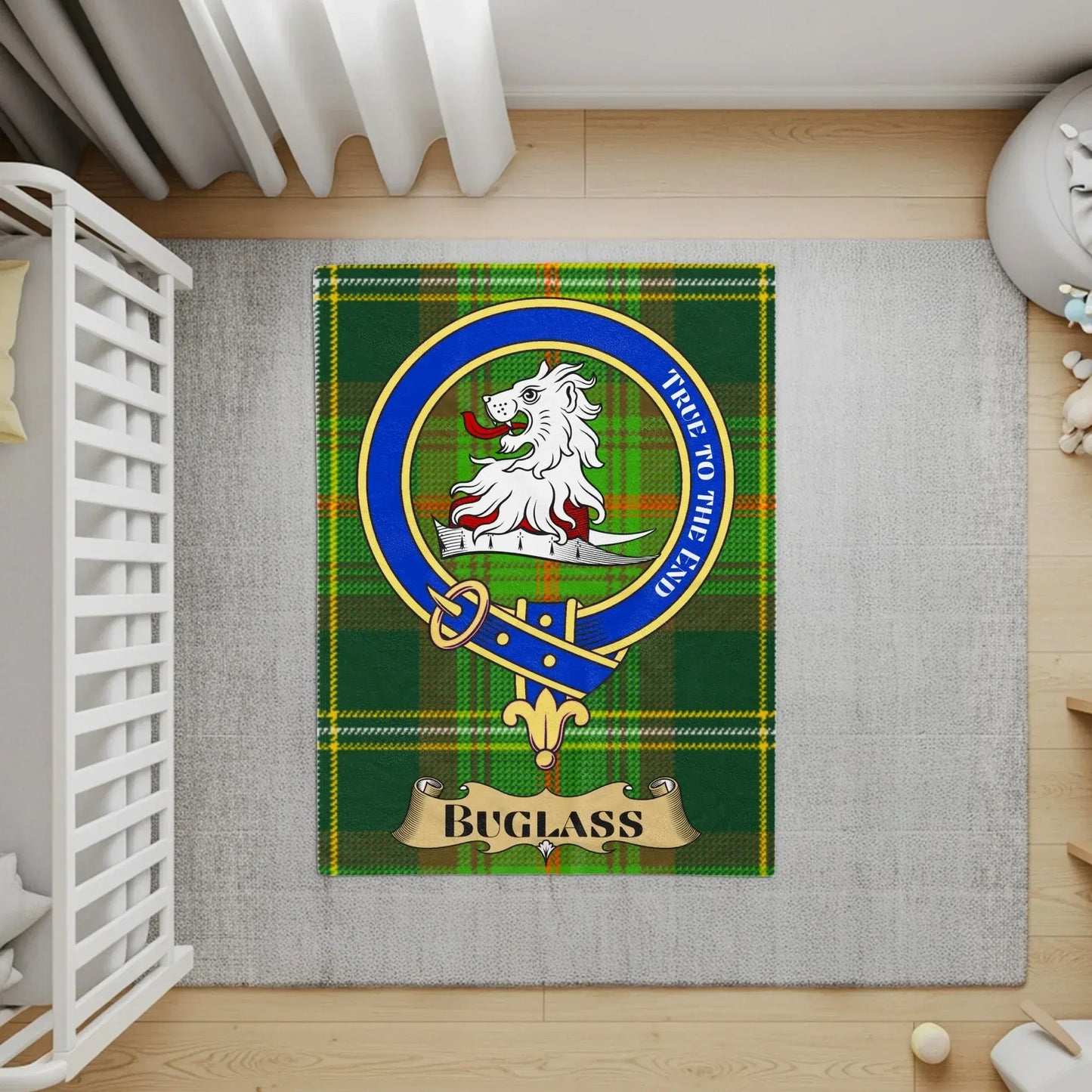 Buglass Clan Crest Tartan and Lion Design Rug product