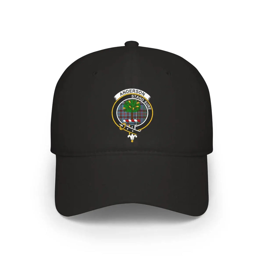 Clan Anderson baseball cap in khaki with crest and Stand Sure motto