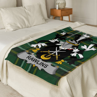 Rawlins Surname Irish Tartan Throw Blanket - Living Stone Gifts