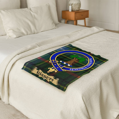 Bissett Clan Crest Scottish Tartan Throw Blanket - Living Stone Gifts