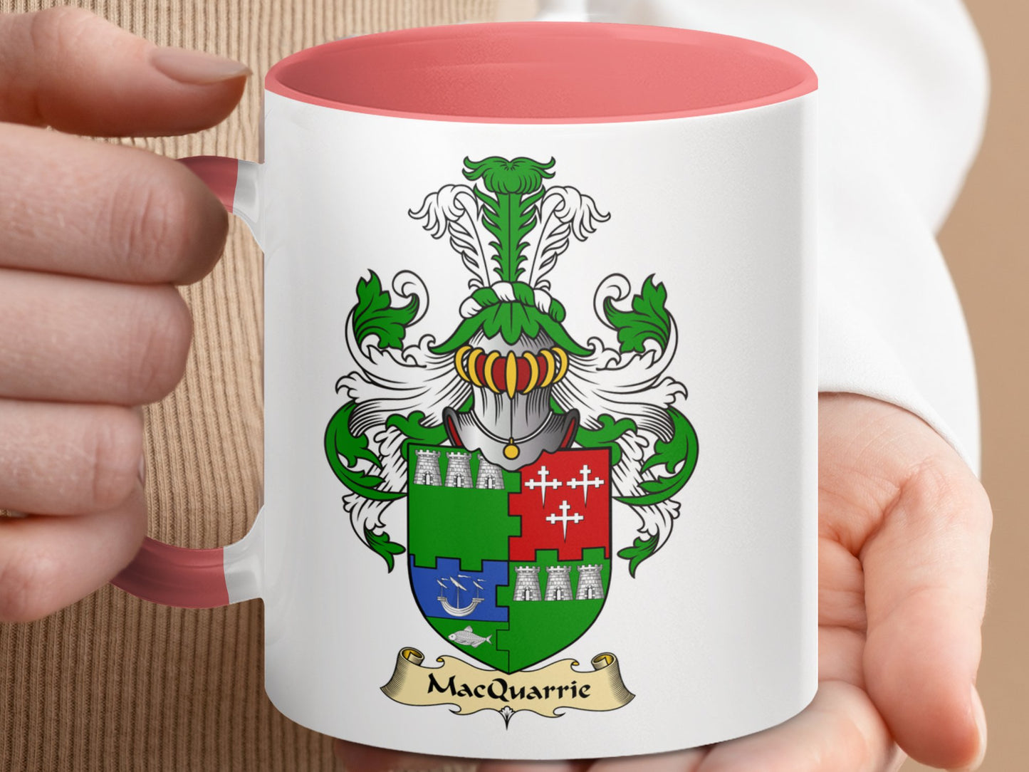 MacQuarrie Family Crest Coat of Arms Emblem Mug - Living Stone Gifts