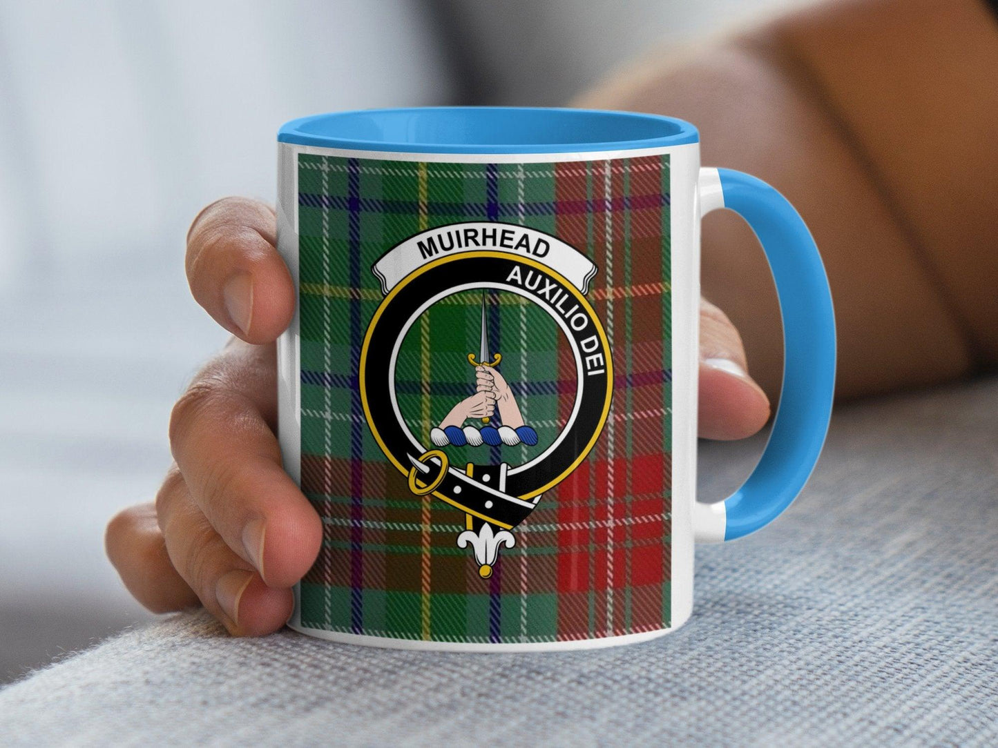 Muirhead Scottish Clan Crest Tartan Plaid Pattern Mug - Living Stone Gifts