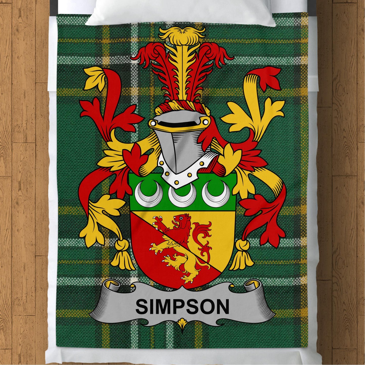 Simpson Surname Irish Tartan Throw Blanket - Living Stone Gifts