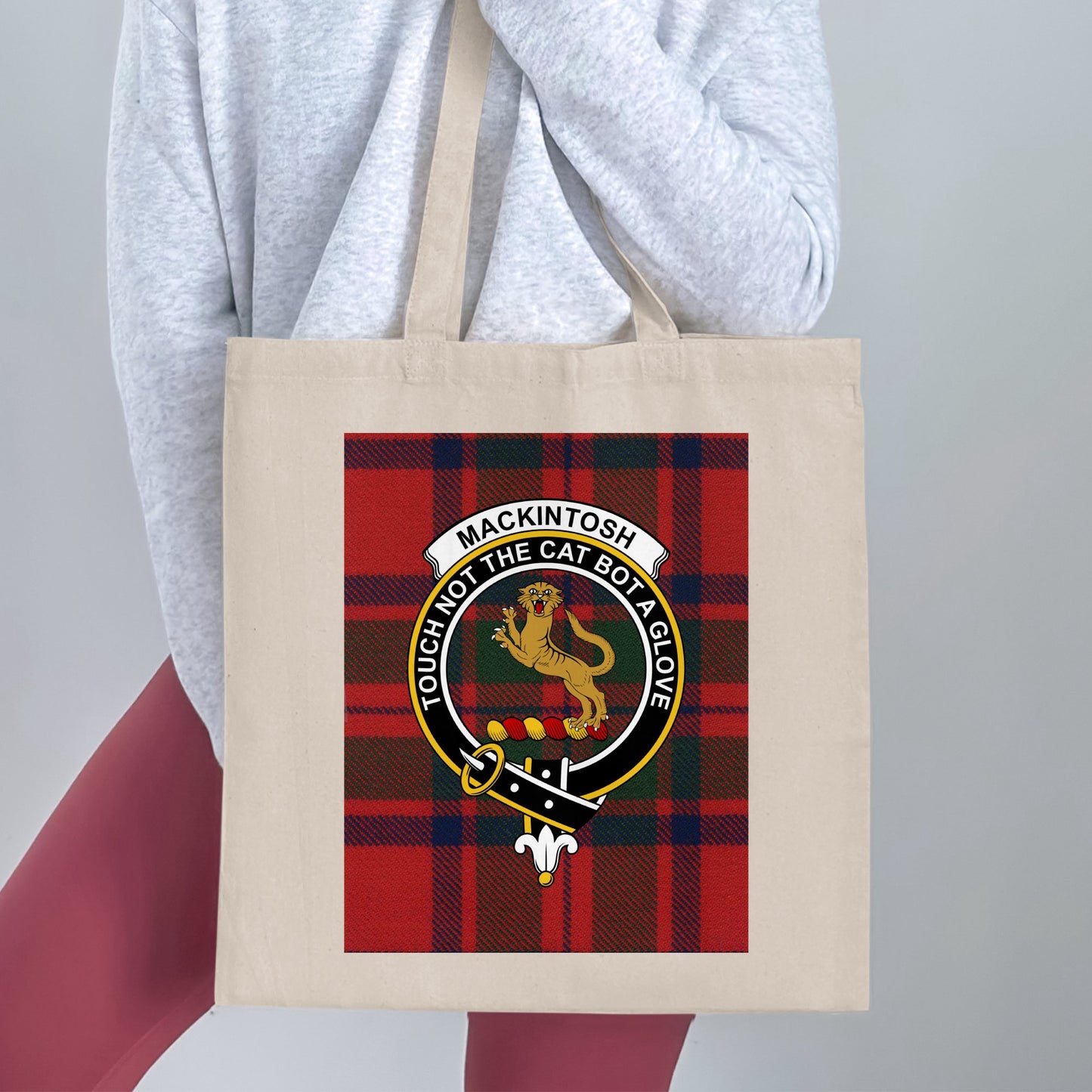 Mackintosh Scottish Clan Crest Tartan Tote Bag - Living Stone Gifts