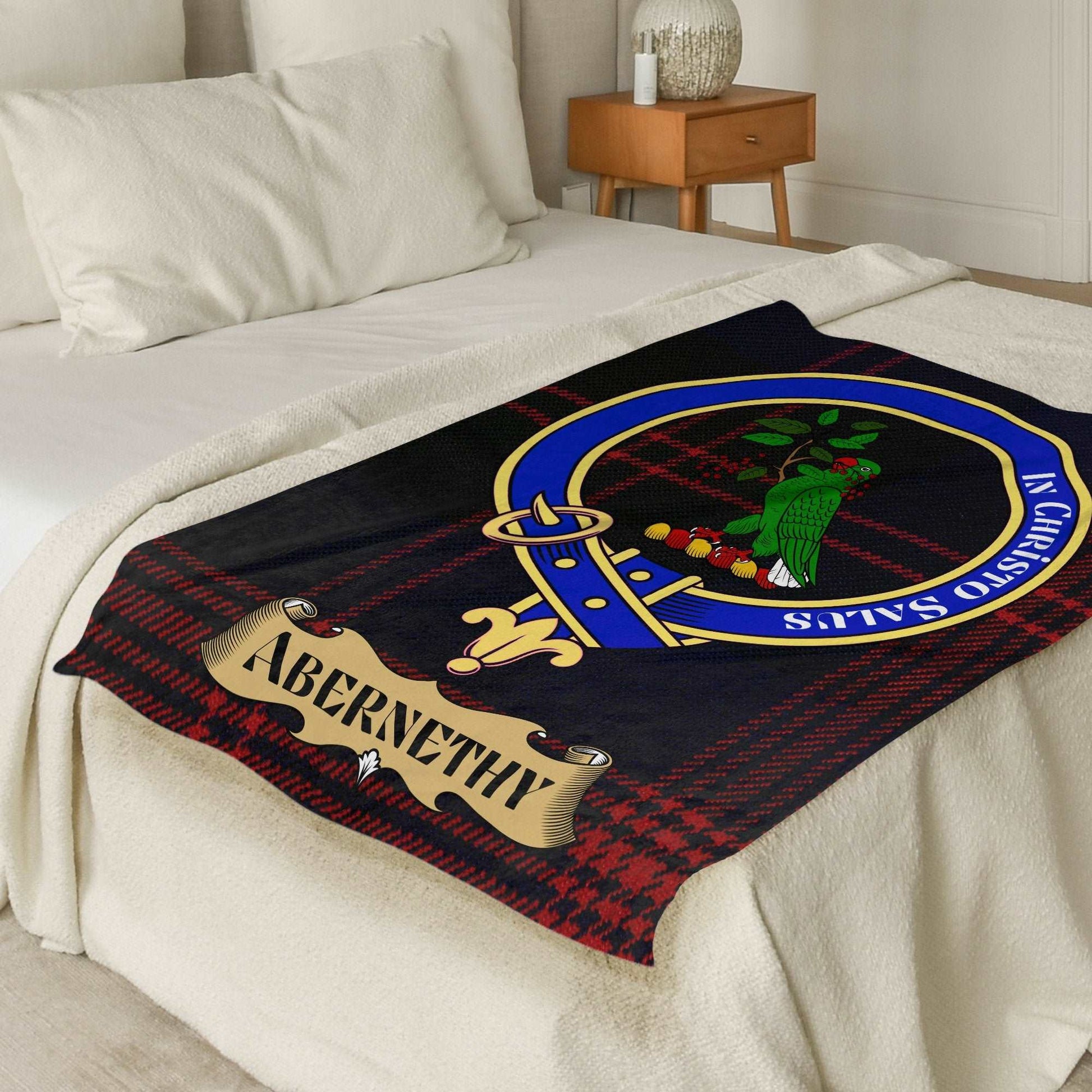 Abernethy Scottish Tartan Crest Throw Blanket - Living Stone Gifts