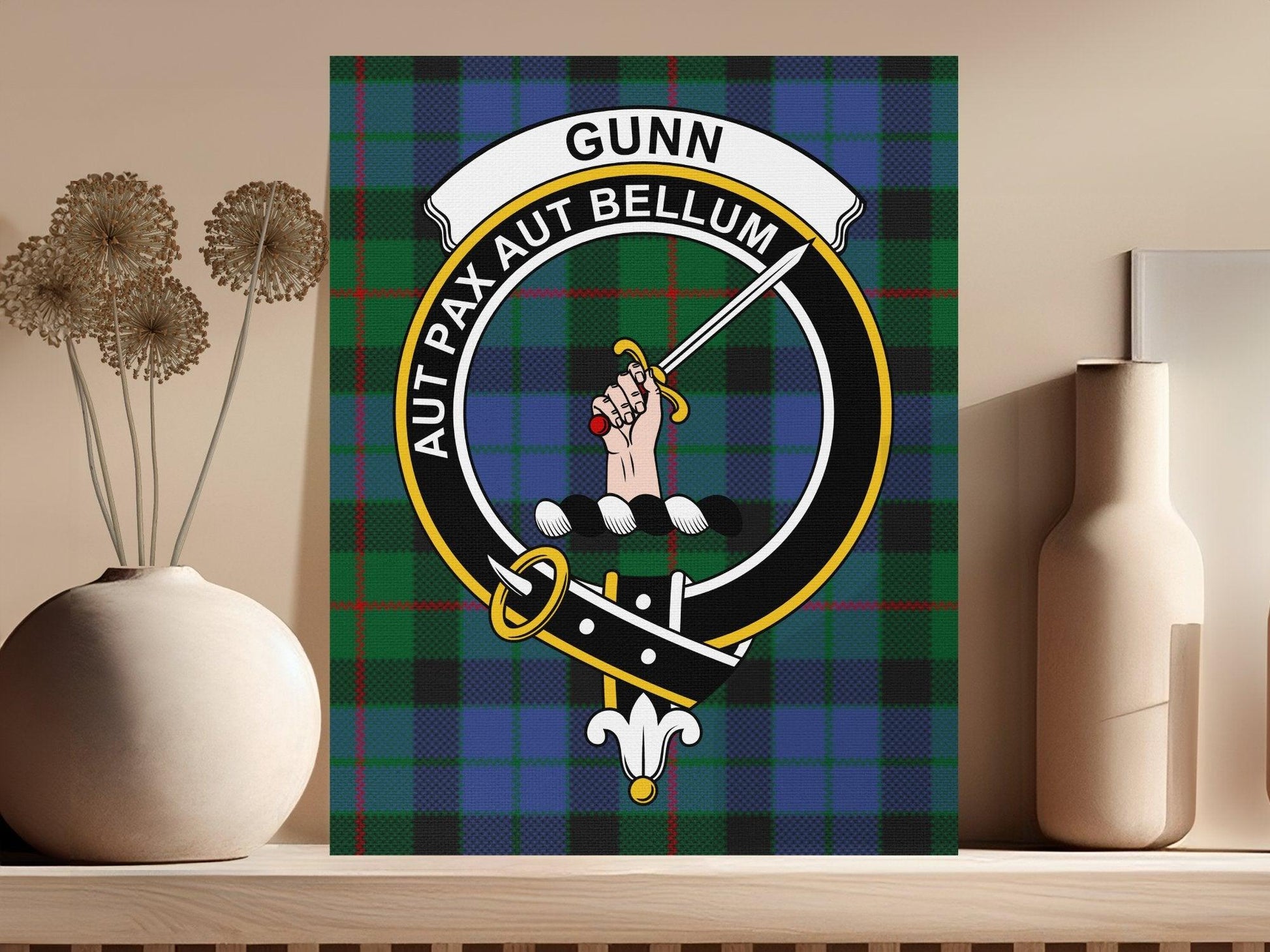 Scottish Clan Gunn Crest Tartan Wall Art product