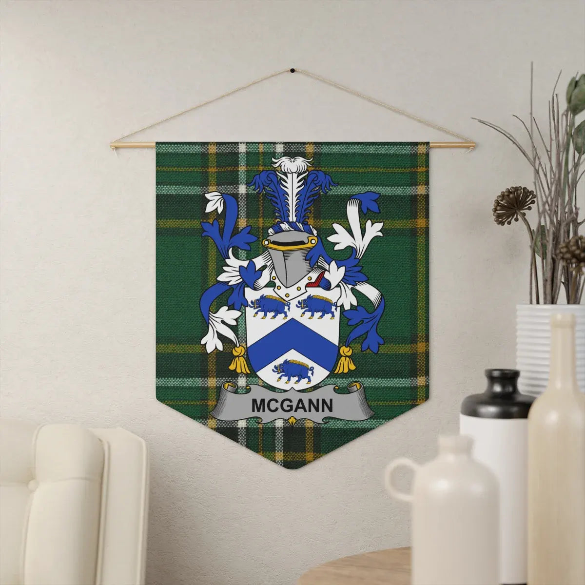 McGann Family Crest and Tartan Wall Banner product
