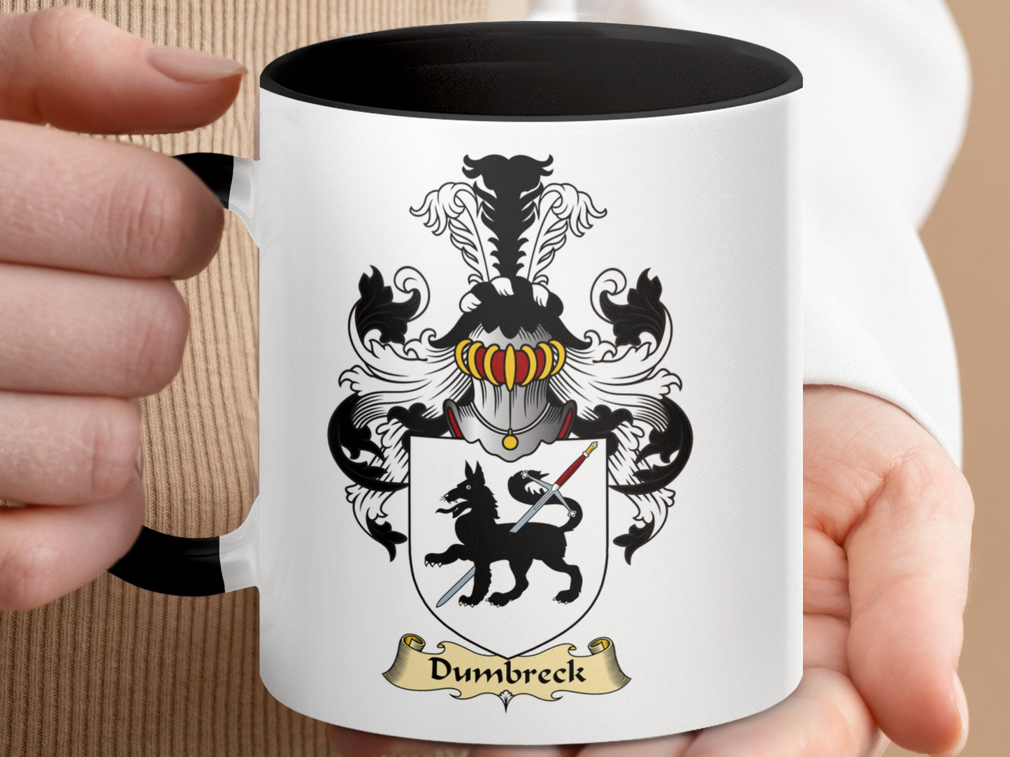 Clan Dumbreck Scottish coat of arms accent coffee Mug - Living Stone Gifts