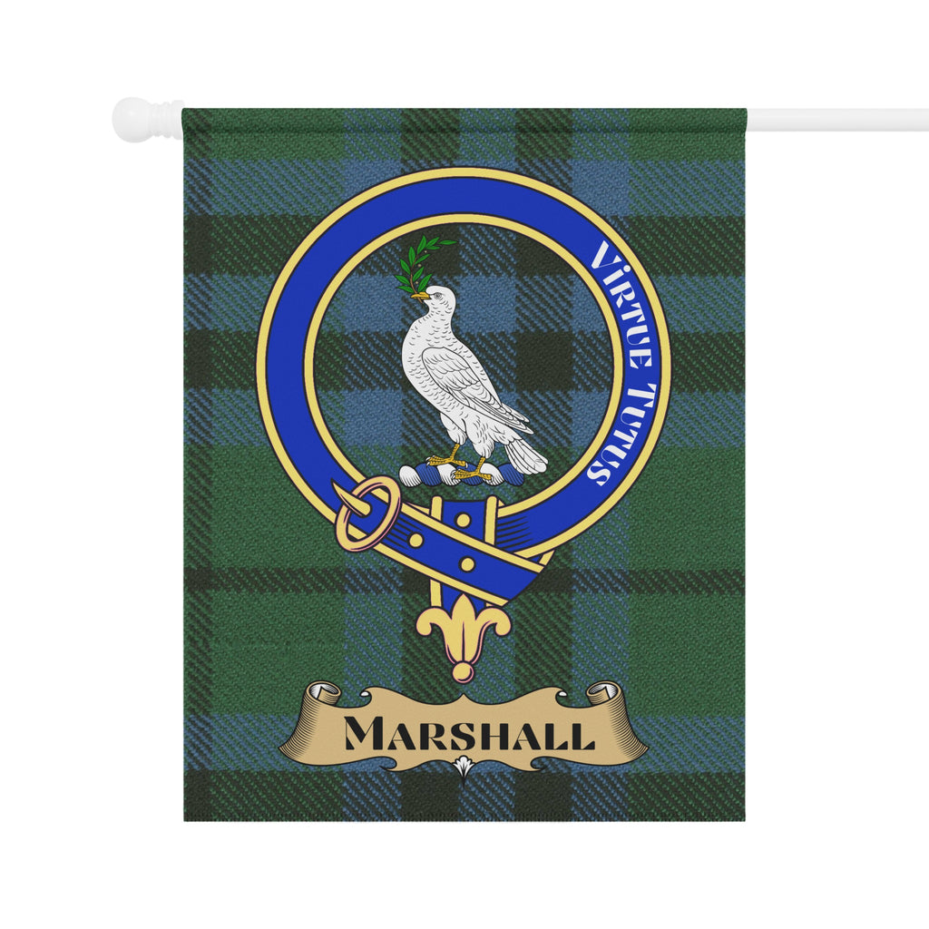 Marshall clan crest tartan garden flag — full view