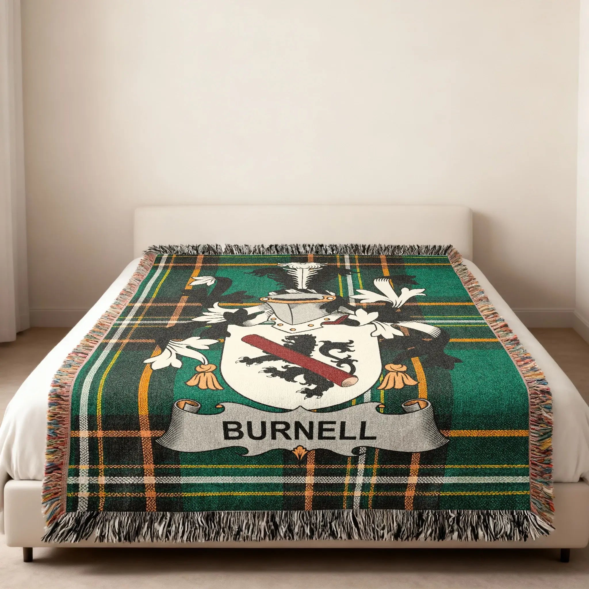 BURNELL Family Crest Green Plaid Blanket product type