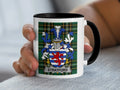 Stratford Irish family crest black accent mug on Irish National Tartan