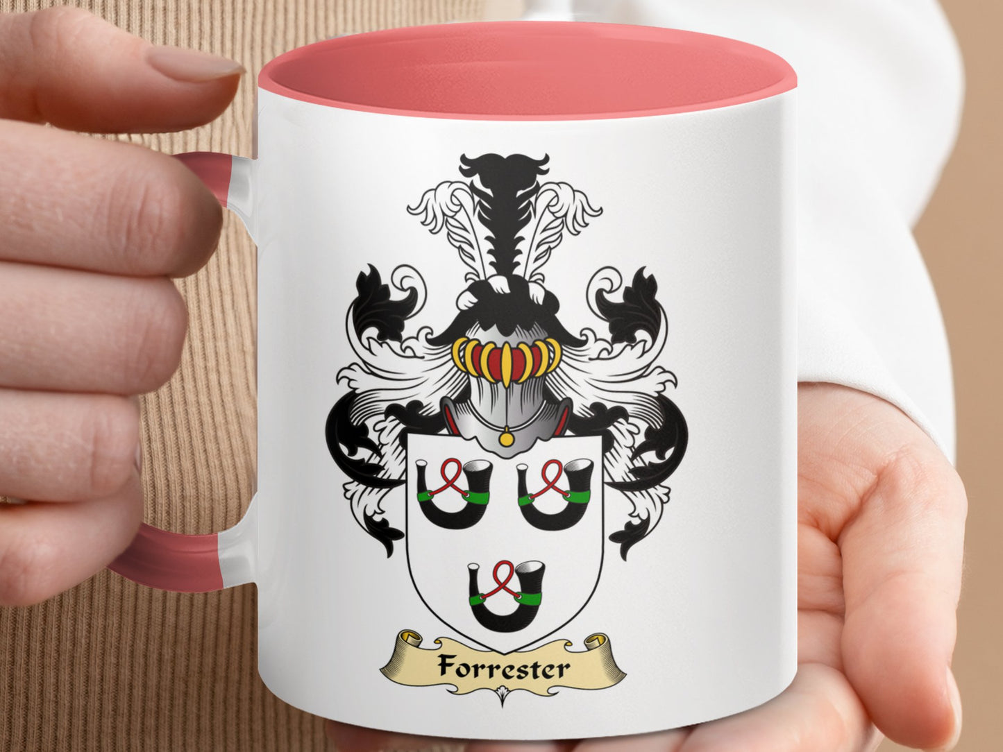 Clan Forrester Scottish coat of arms accent coffee mug - Living Stone Gifts