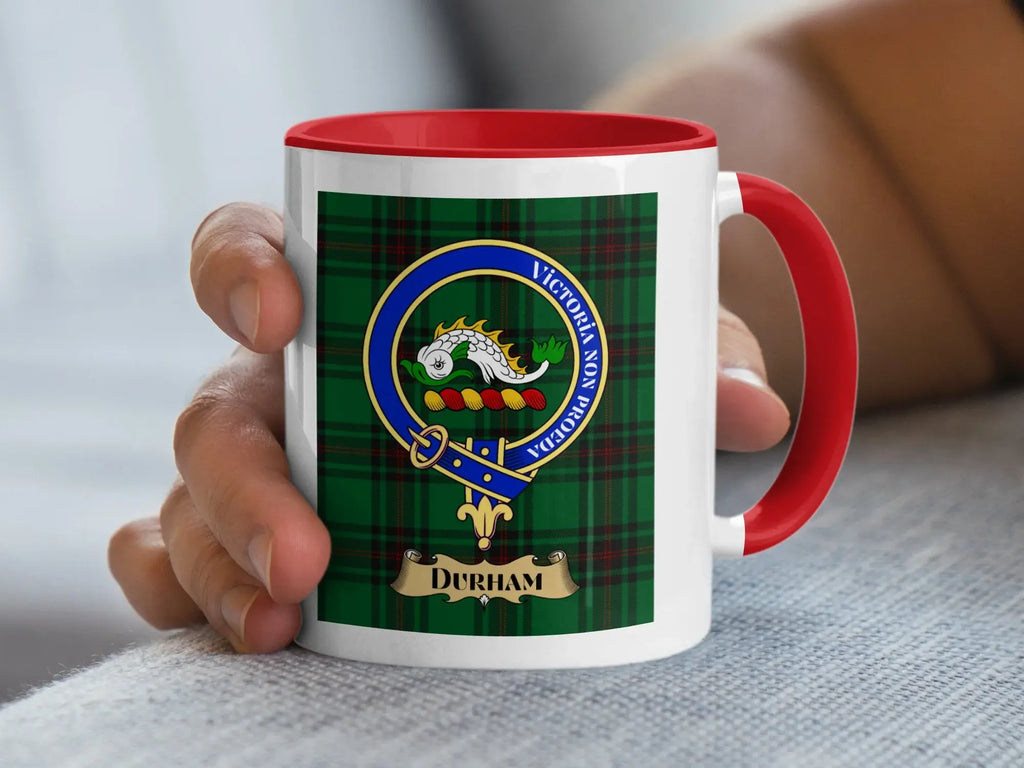 Durham family crest ceramic mug for everyday coffee and tea