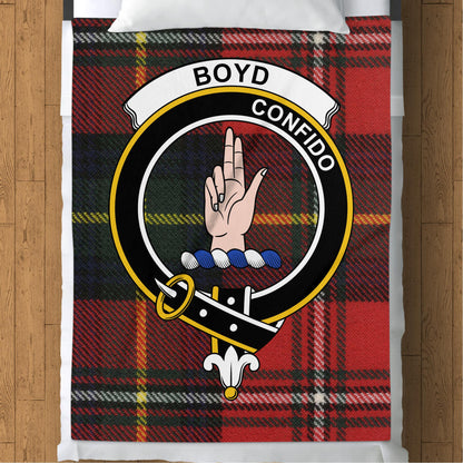 Scottish Clan Boyd Crest Tartan Throw Blanket - Living Stone Gifts