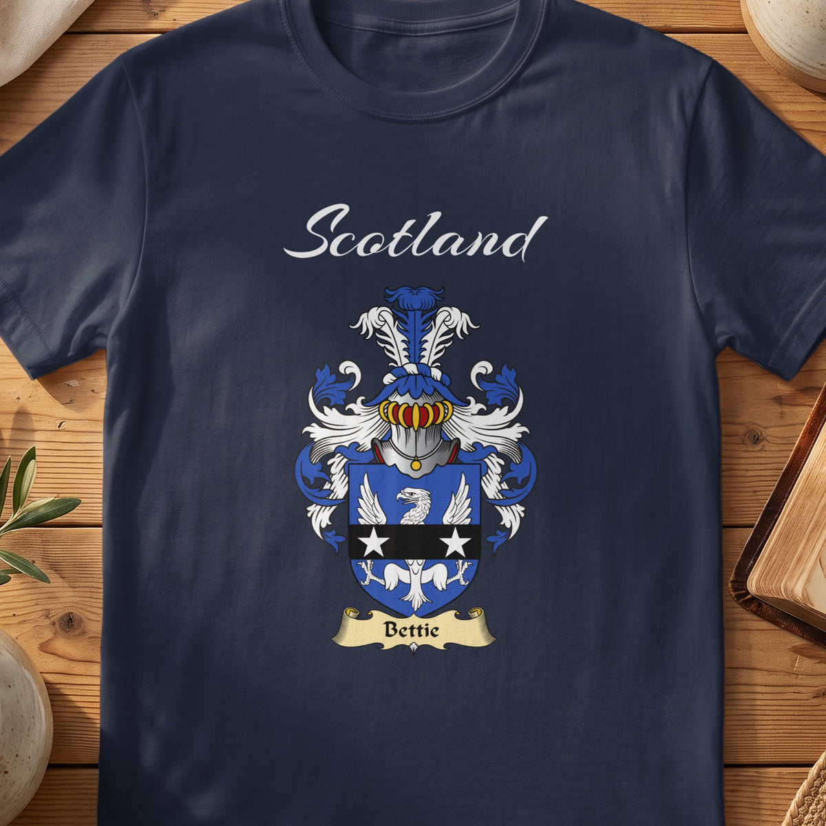 Bettie Scottish family shield T-shirt in Navy