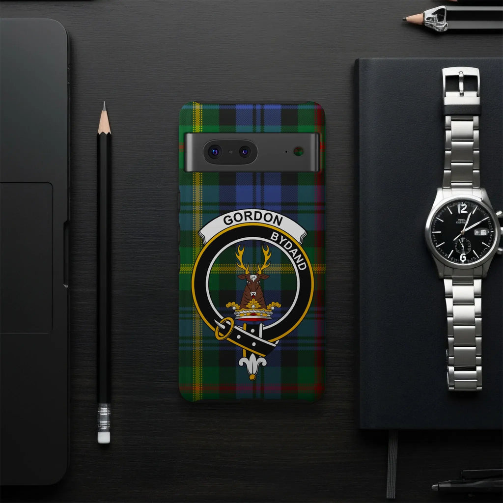 Gordon tartan Bydand clan crest phone case — slim protective design for iPhone and Samsung