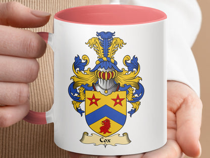 Clan Cox Scottish Clan Coat of Arms Accent Coffee Mug - Living Stone Gifts