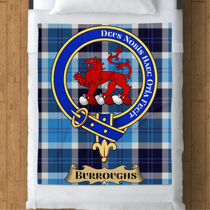 Scottish Clan Burroughs Crest Tartan Throw Blanket - Living Stone Gifts