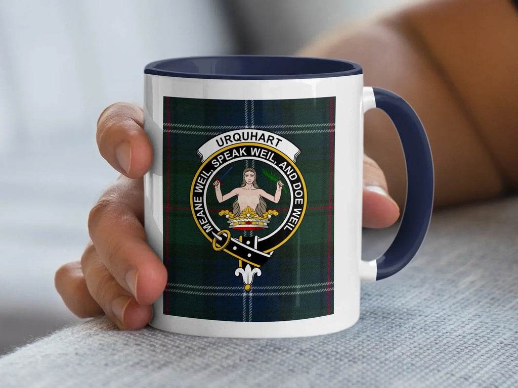 Clan Urquhart meane weil speake weil doe weil crest mug — 11oz ceramic with black handle