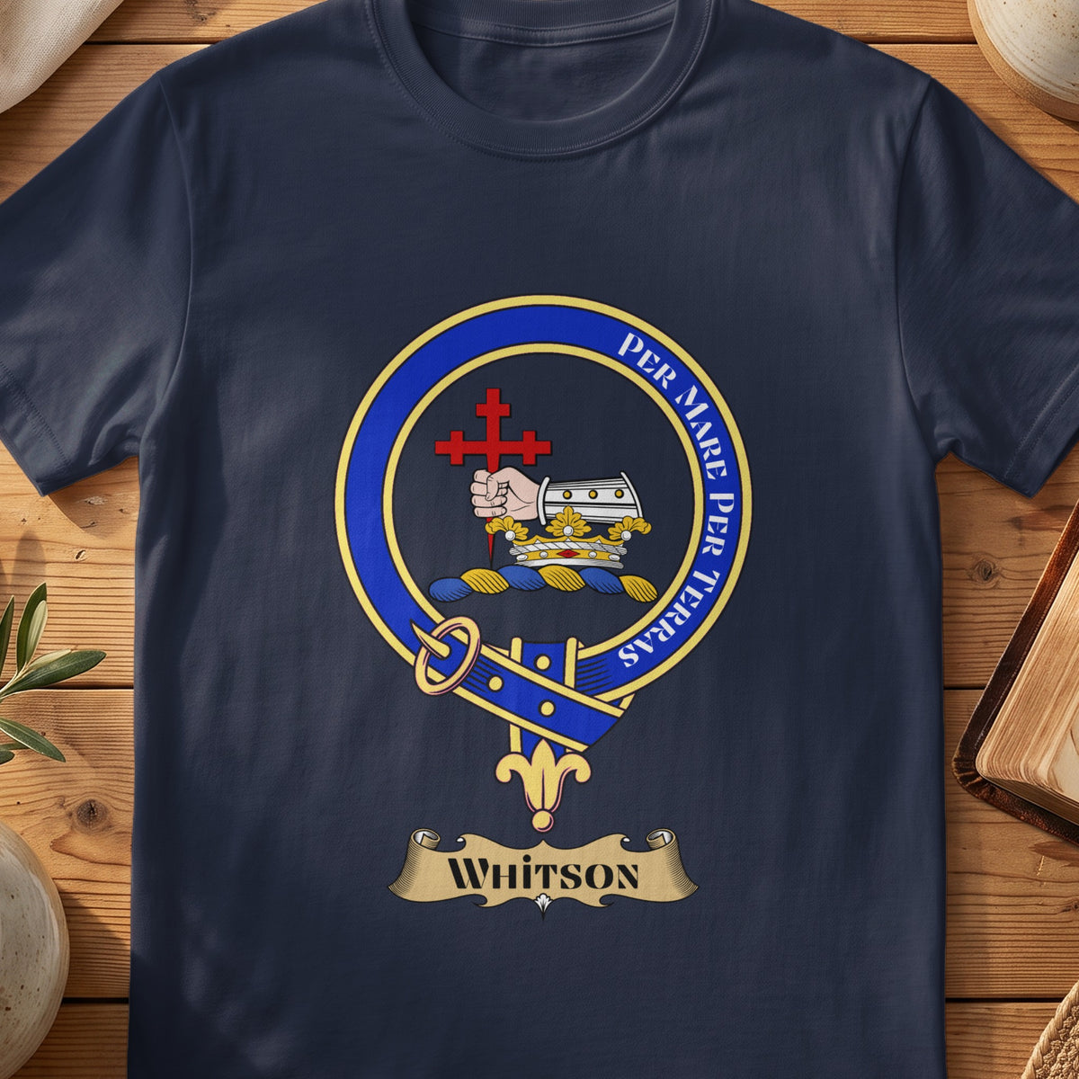 Whitson Scottish clan crest T-shirt in Navy