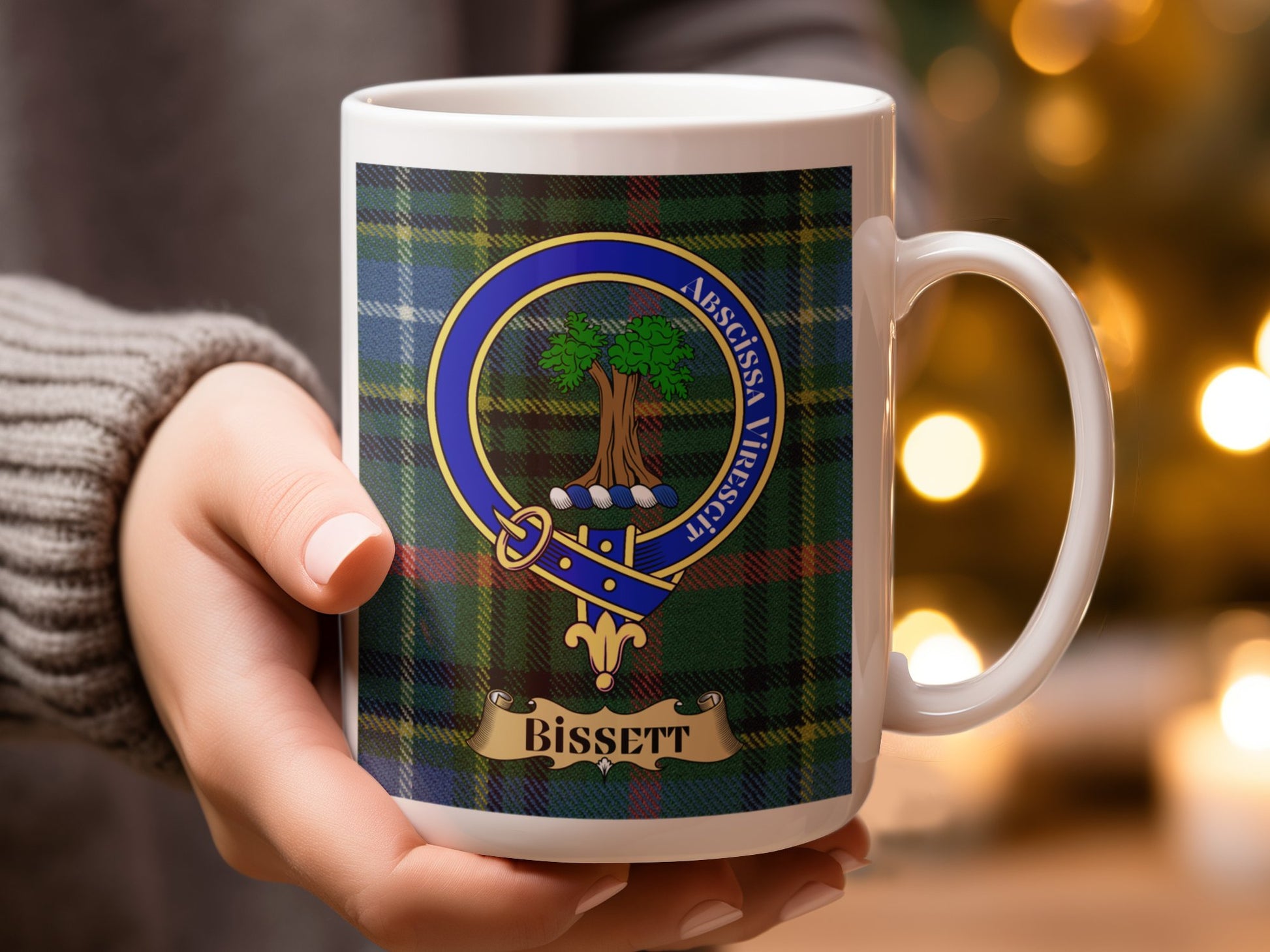 Unique Bissett Emblem Tartan Plaid Design Coffee Mug - Living Stone Gifts