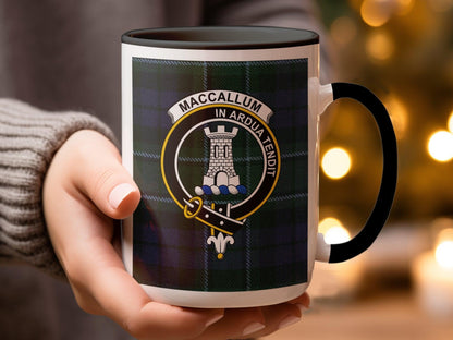 Maccallum Clan Crest In Ardua Tendit Tartan Mug - Living Stone Gifts