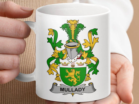 Mullady Irish Family Crest Coat of Arms Mug - Celtic Ancestry Gifts