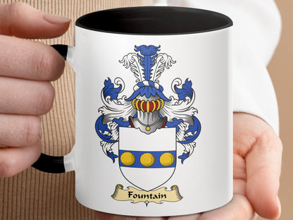 Clan Fountain Scottish coat of arms accent coffee mug - Living Stone Gifts