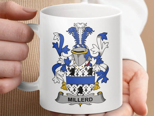 Millerd Surname Irish Family Crest Printed Mug - Celtic Ancestry Gifts