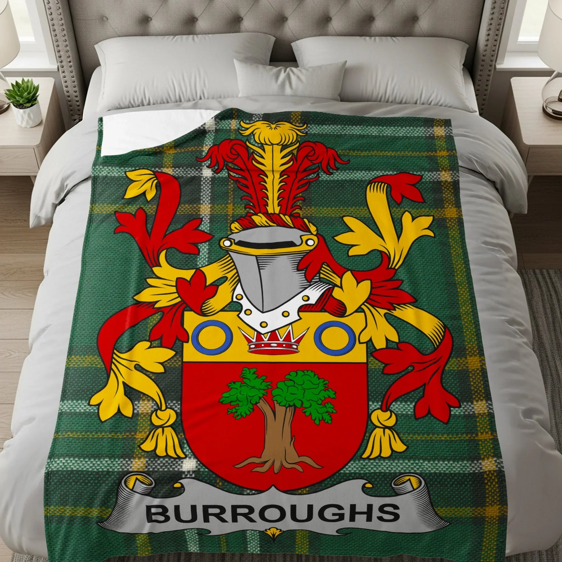 Burroughs Family Crest Plaid Printed Blanket product