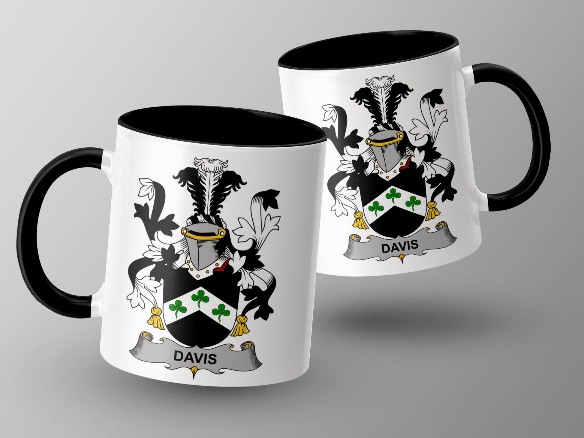 Davis Surname Irish Heraldic Coat of Arms Mug - Living Stone Gifts