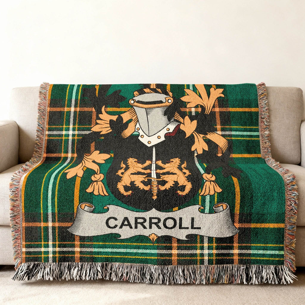 Carroll Family Crest Green Tartan Plaid Blanket product type