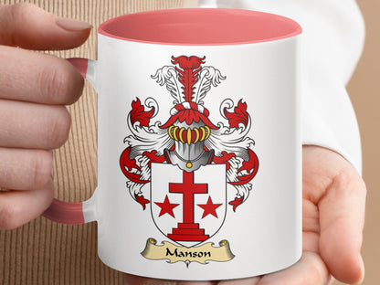 Manson Clan Surname Coat of Arms Symbol Family Mug - Living Stone Gifts