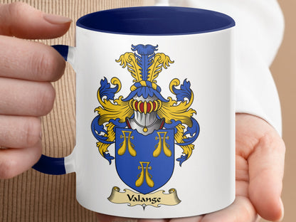 Valange Family Heraldry Crest Scottish Coat of Arms Mug - Living Stone Gifts