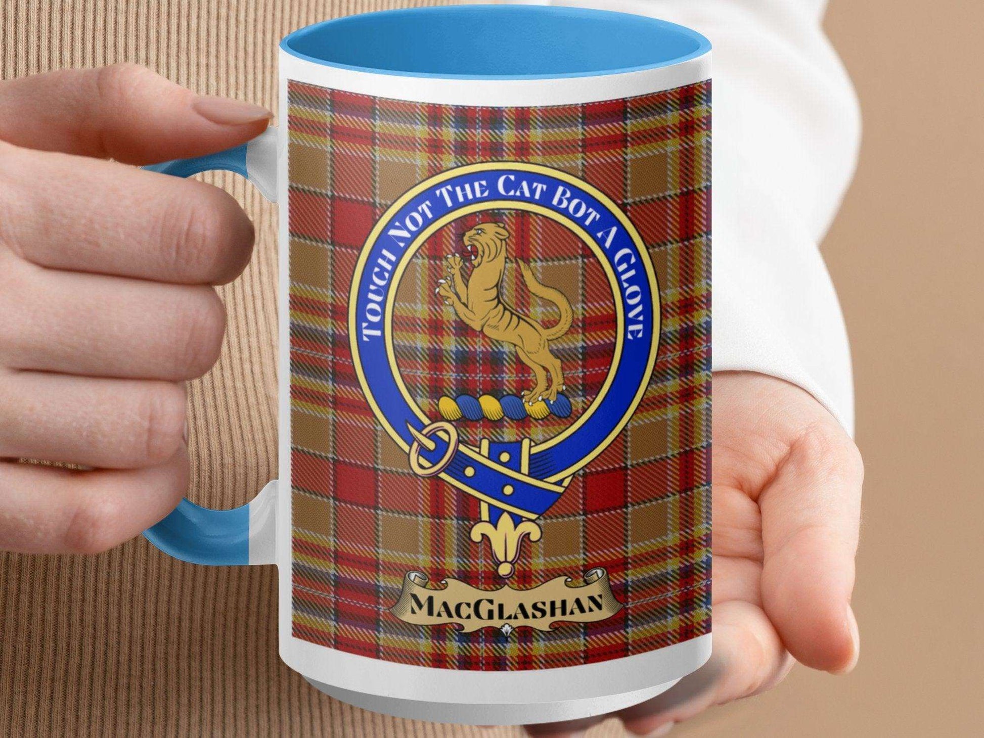 Authentic MacGlashan Clan Crest and Tartan Plaid Mug - Living Stone Gifts