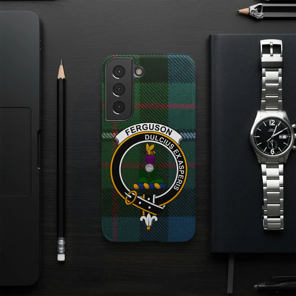 Ferguson family crest tartan phone case cover — glossy impact-resistant shell with precise cutouts