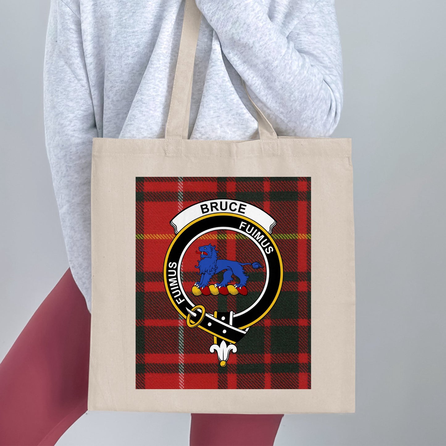 Bruce clan Scottish tartan crest Tote Bag - Living Stone Gifts