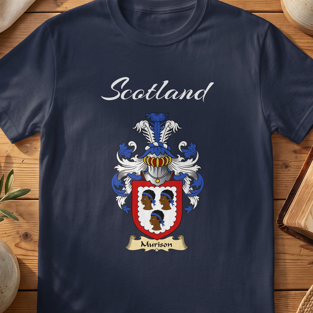 Murison Scottish family shield T-shirt in Navy
