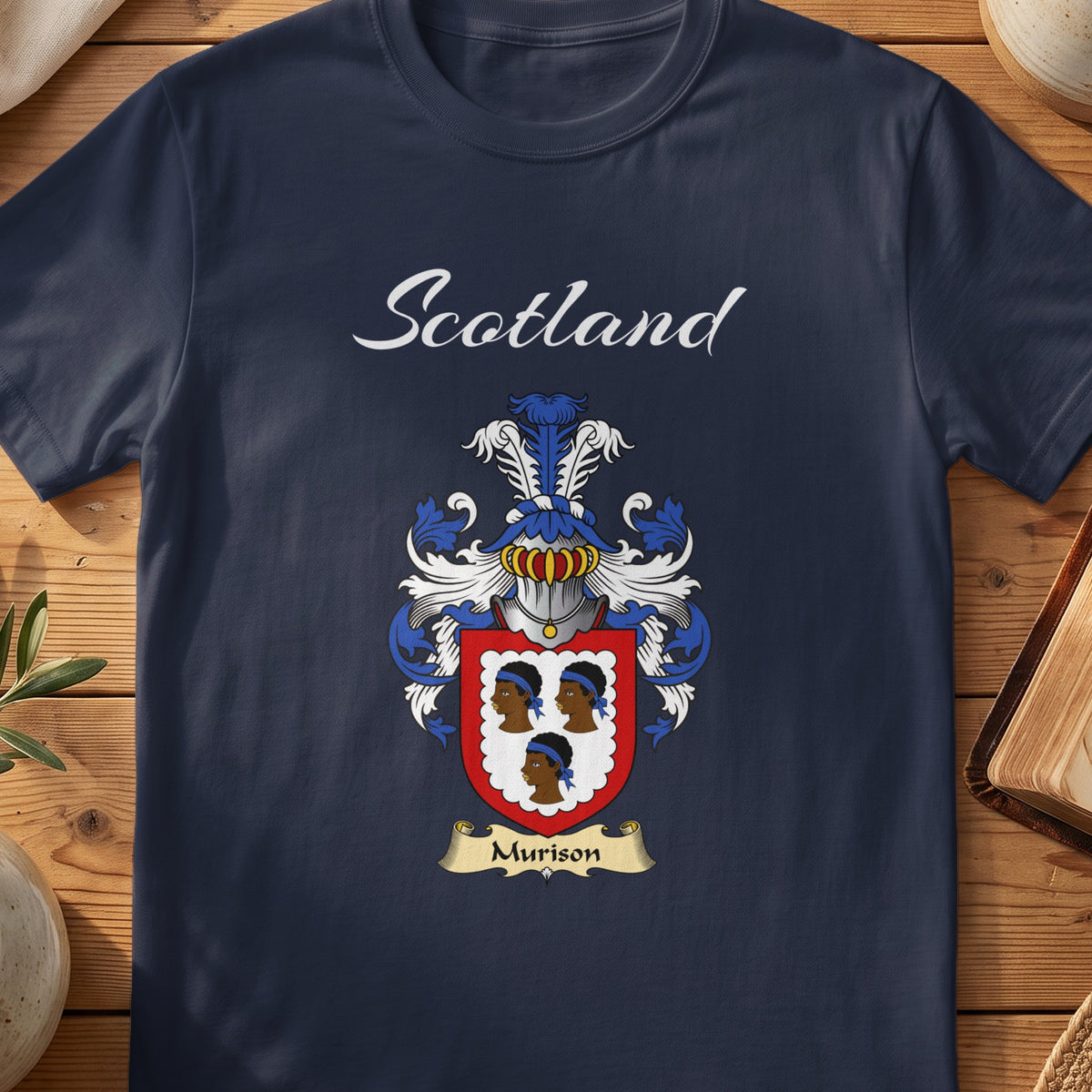 Murison Scottish family shield T-shirt in Navy