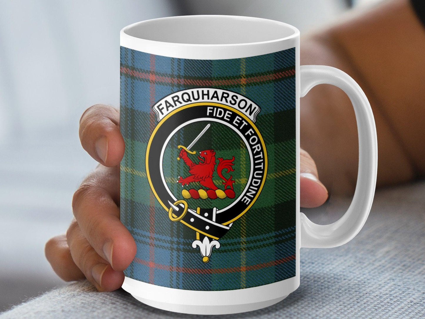 Farquharson Clan Tartan Crest Mug with Scottish Heritage - Living Stone Gifts