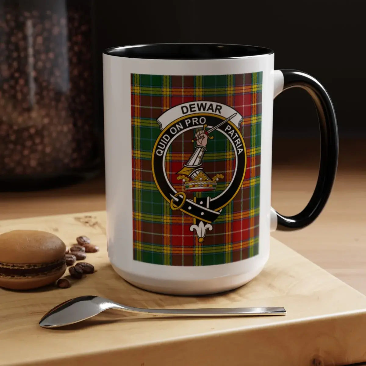 Scottish Clan Dewar Crest Tartan Plaid Design Mug