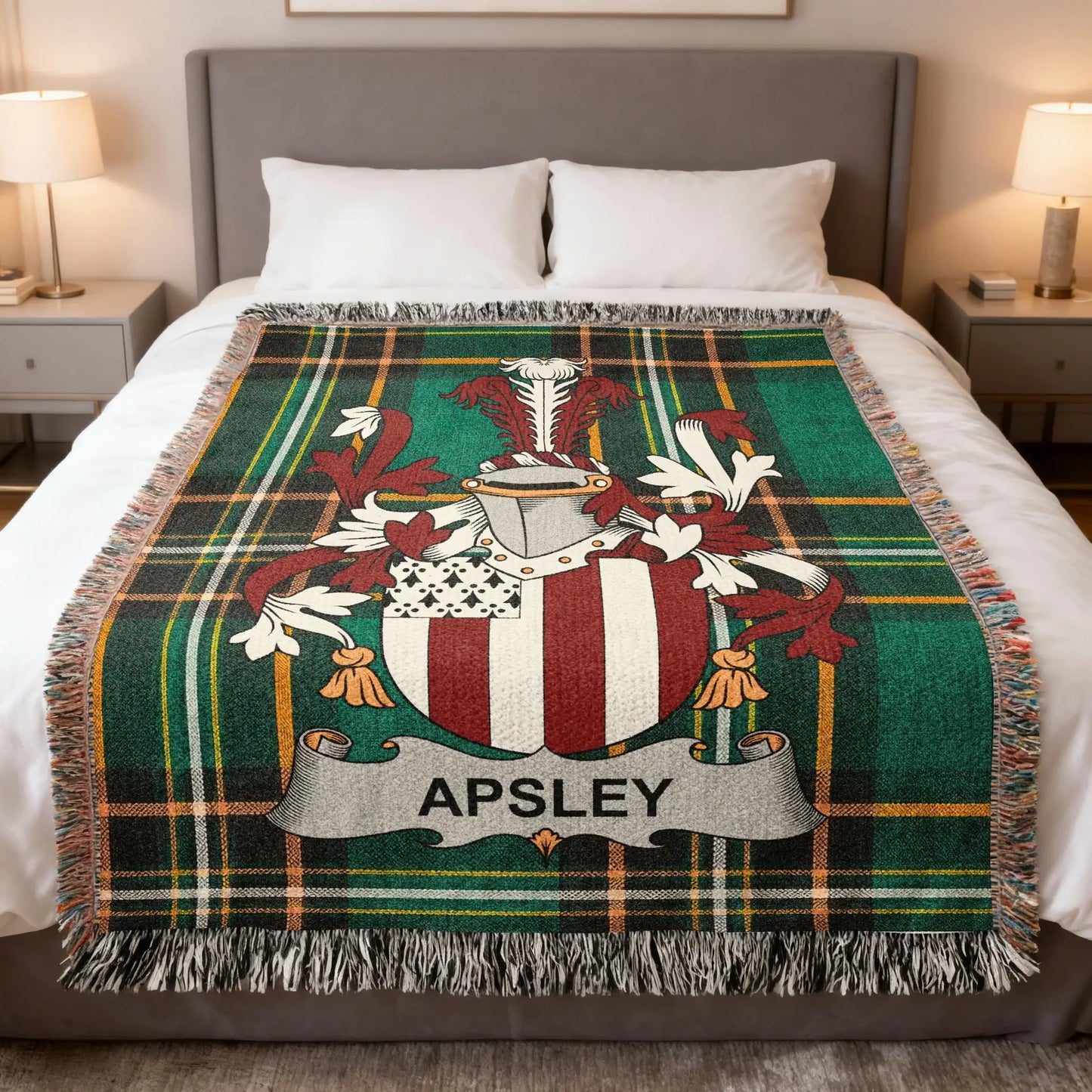 Apsley Family Crest Tartan Green Plaid Blanket product type