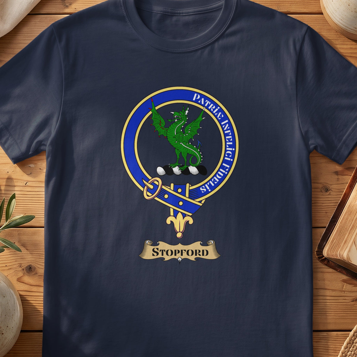 Stopford Scottish clan crest T-shirt in Navy