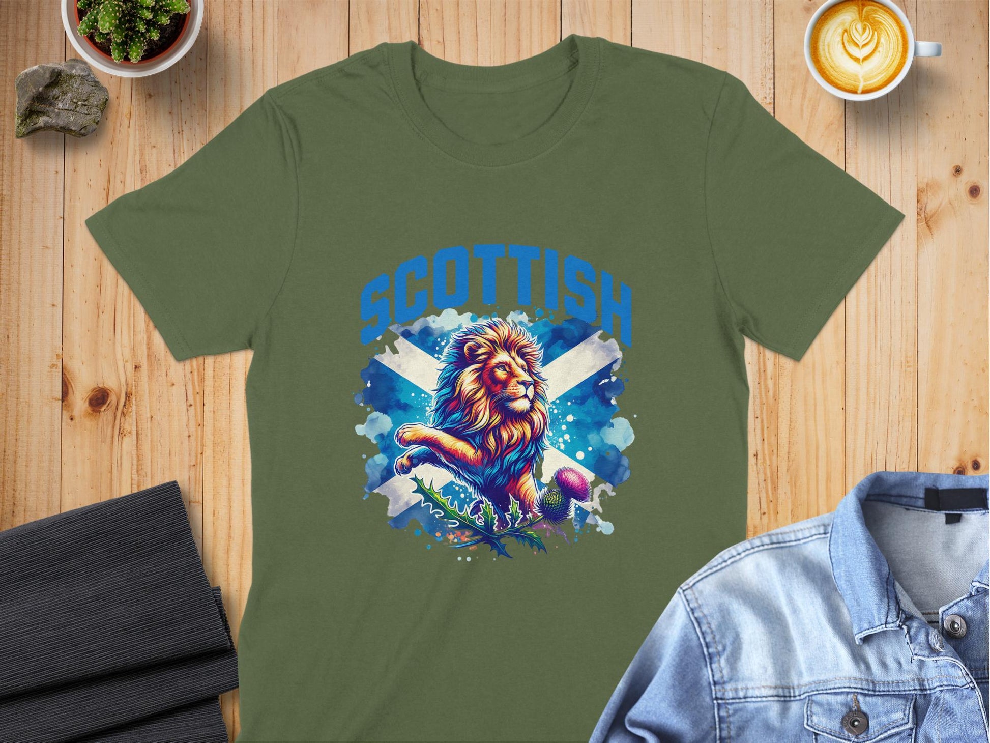 Vibrant Scottish Lion with Flag Design T-Shirt - Living Stone Gifts