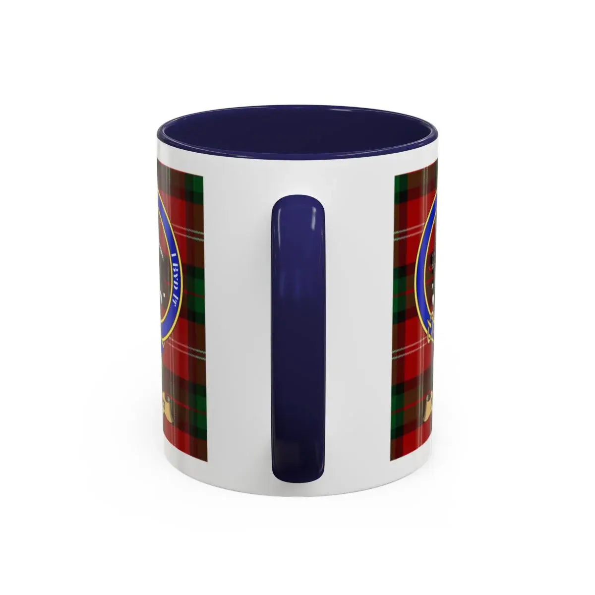 Nisbet clan crest mug shown in 11 oz and 15 oz sizes