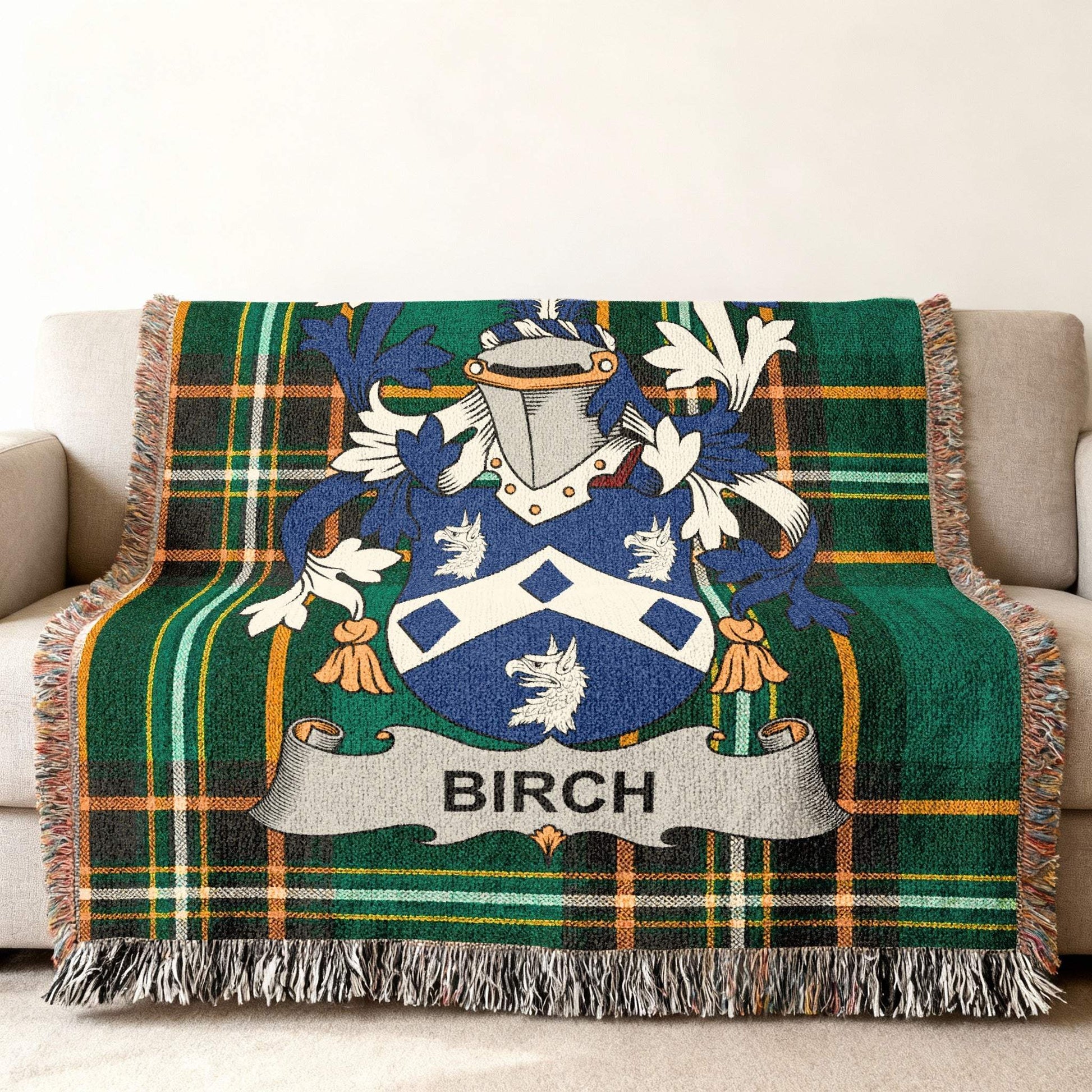 Birch Coat Arms Plaid Green Orange Throw product type